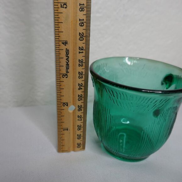 Vintage Fortecrisa Mexico Emerald Green Glass Tea Cup Mug 1980s Set of 2 - Picture 5 of 8